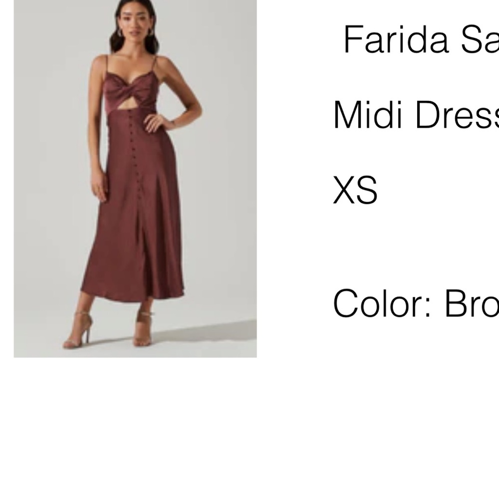 New with tags! Beautiful satin cut out midi with button detail. Size XS